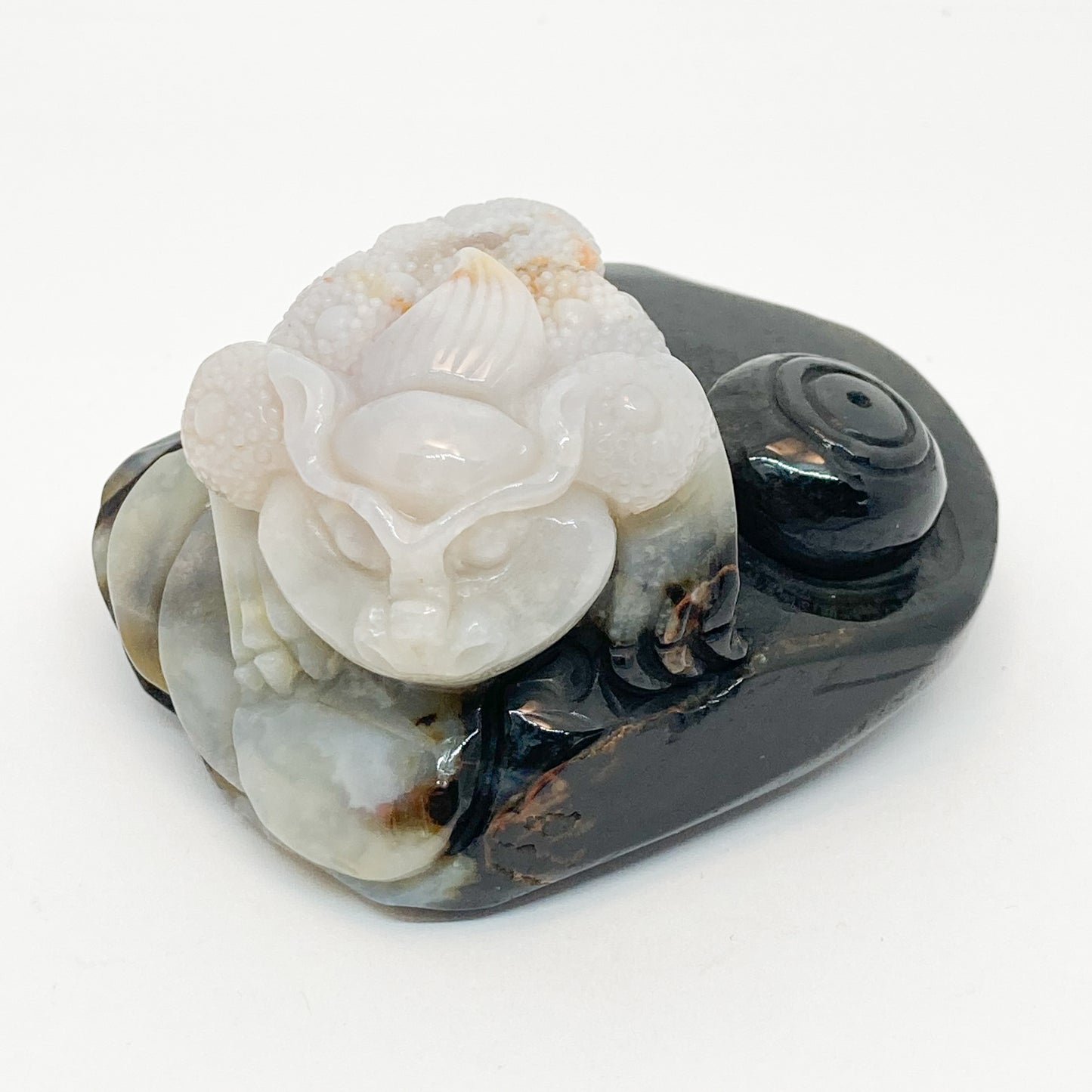 Longevity Carved White Jade Frog