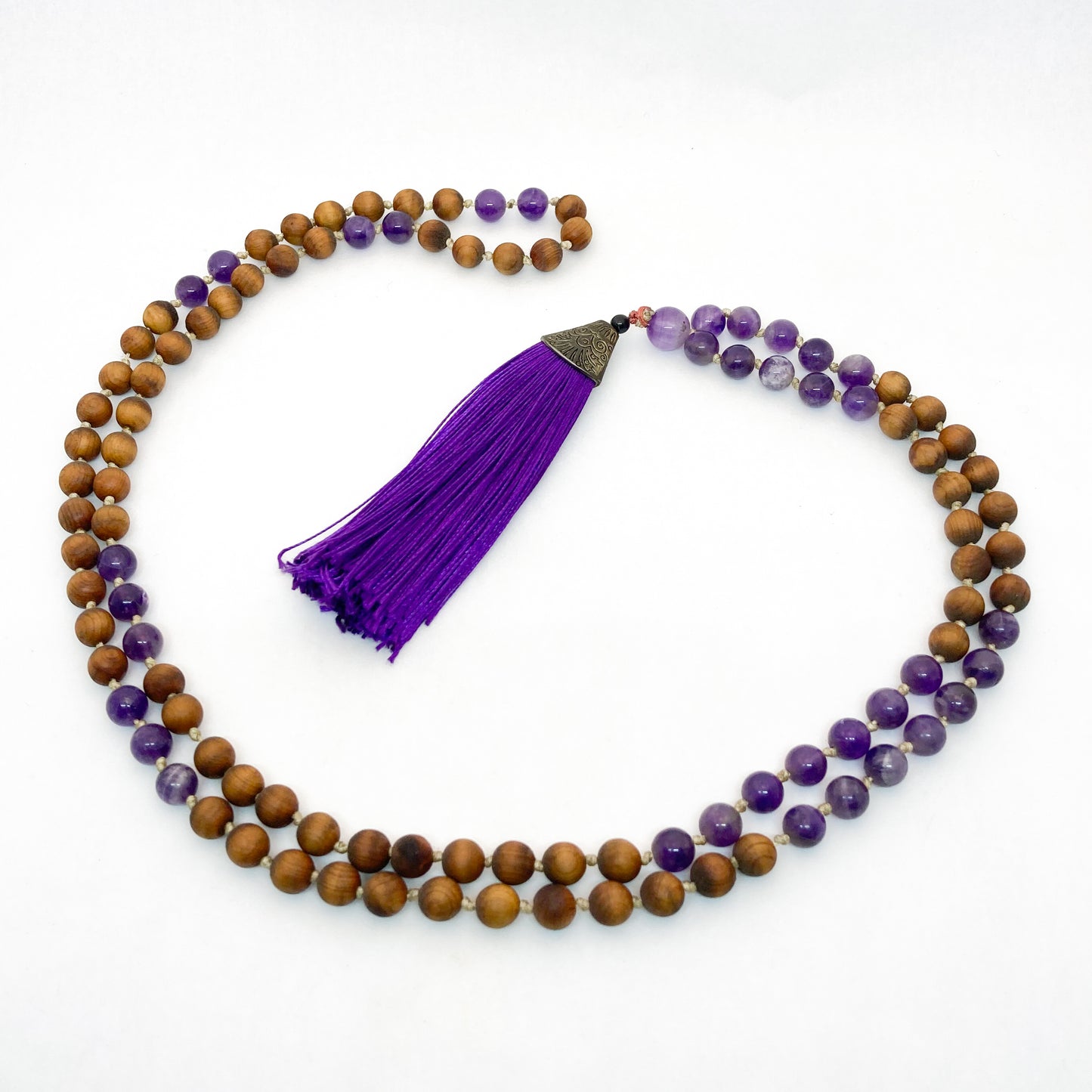 Cedar Wood and Amethyst Mala