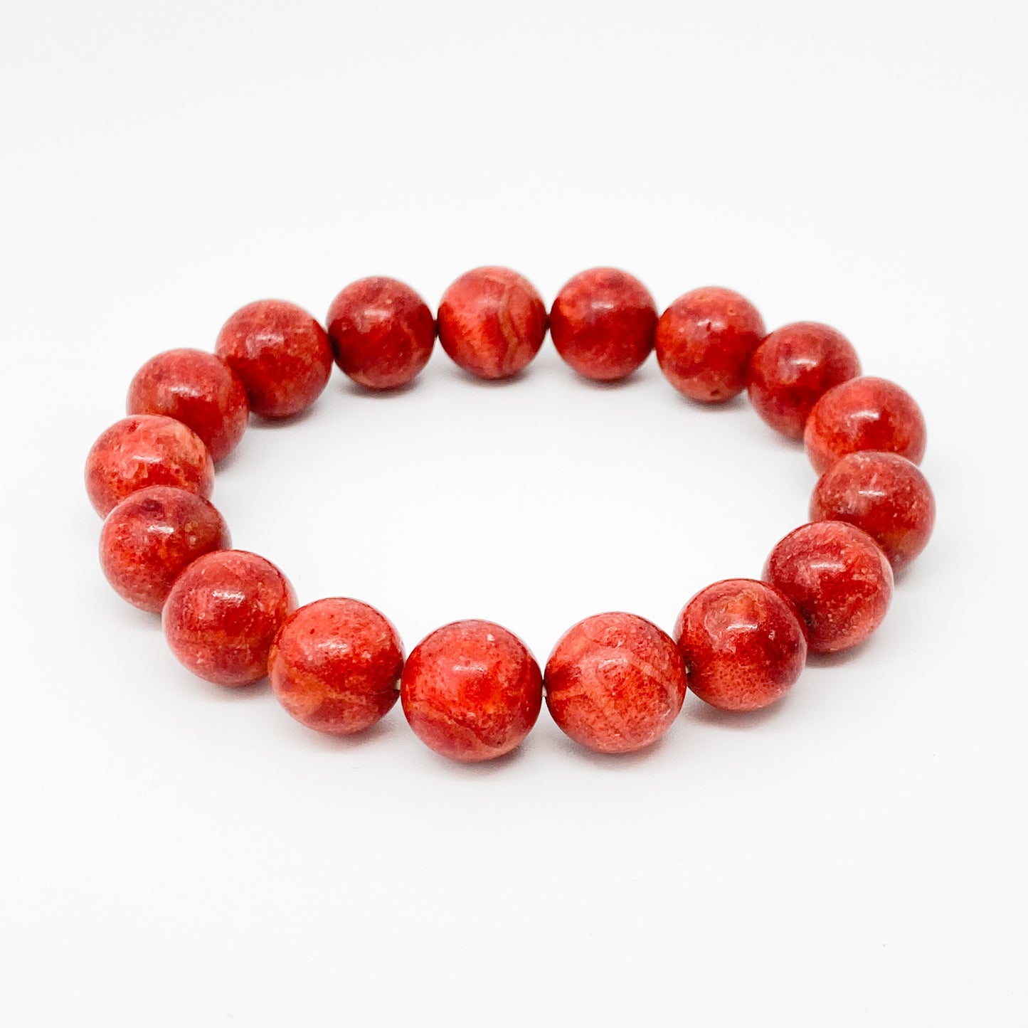Round Sponge Red Coral Bracelet