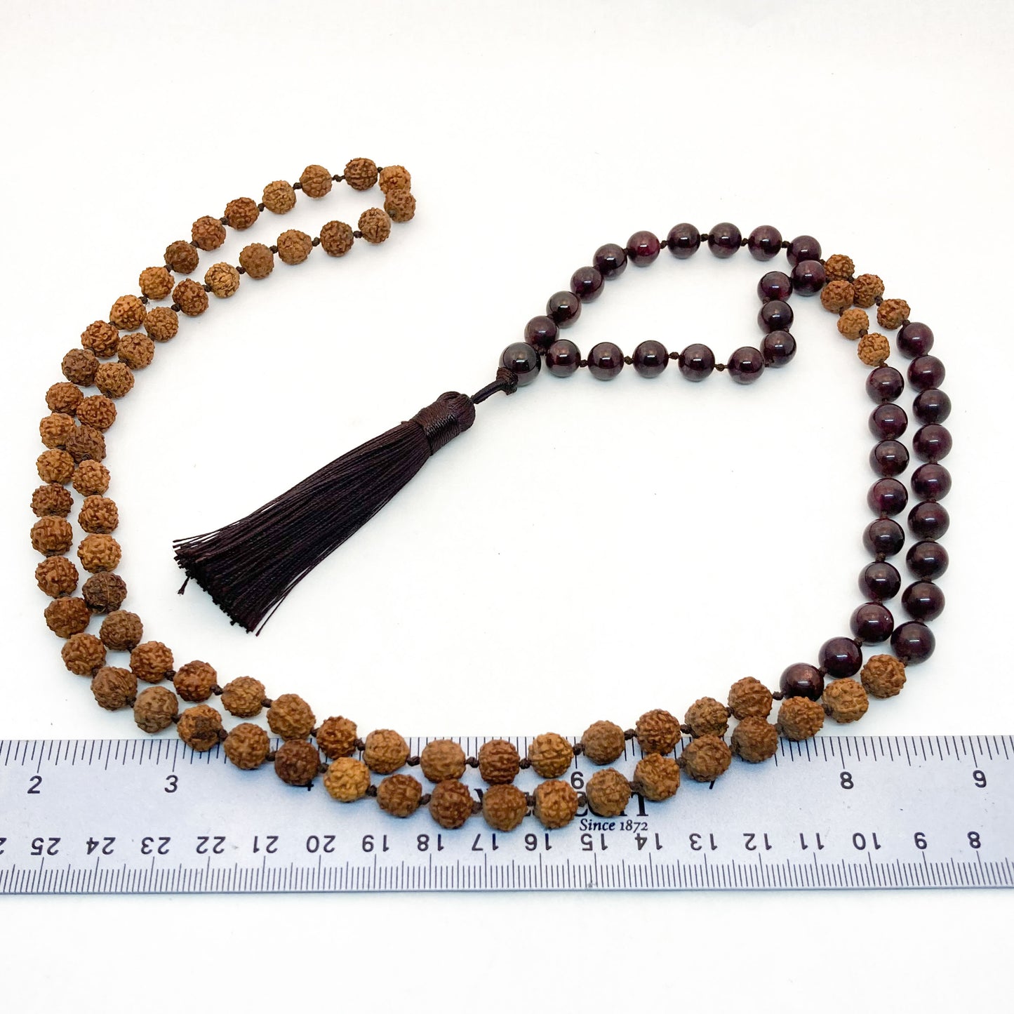 Garnet and Rudra Seeds Mala
