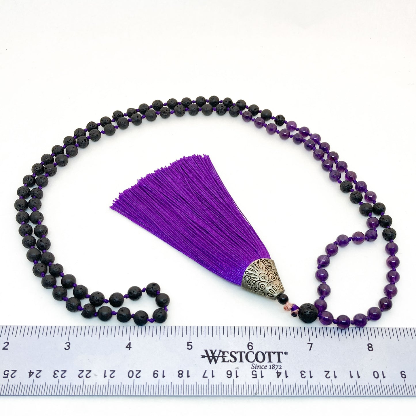 Lava and Amethyst Mala