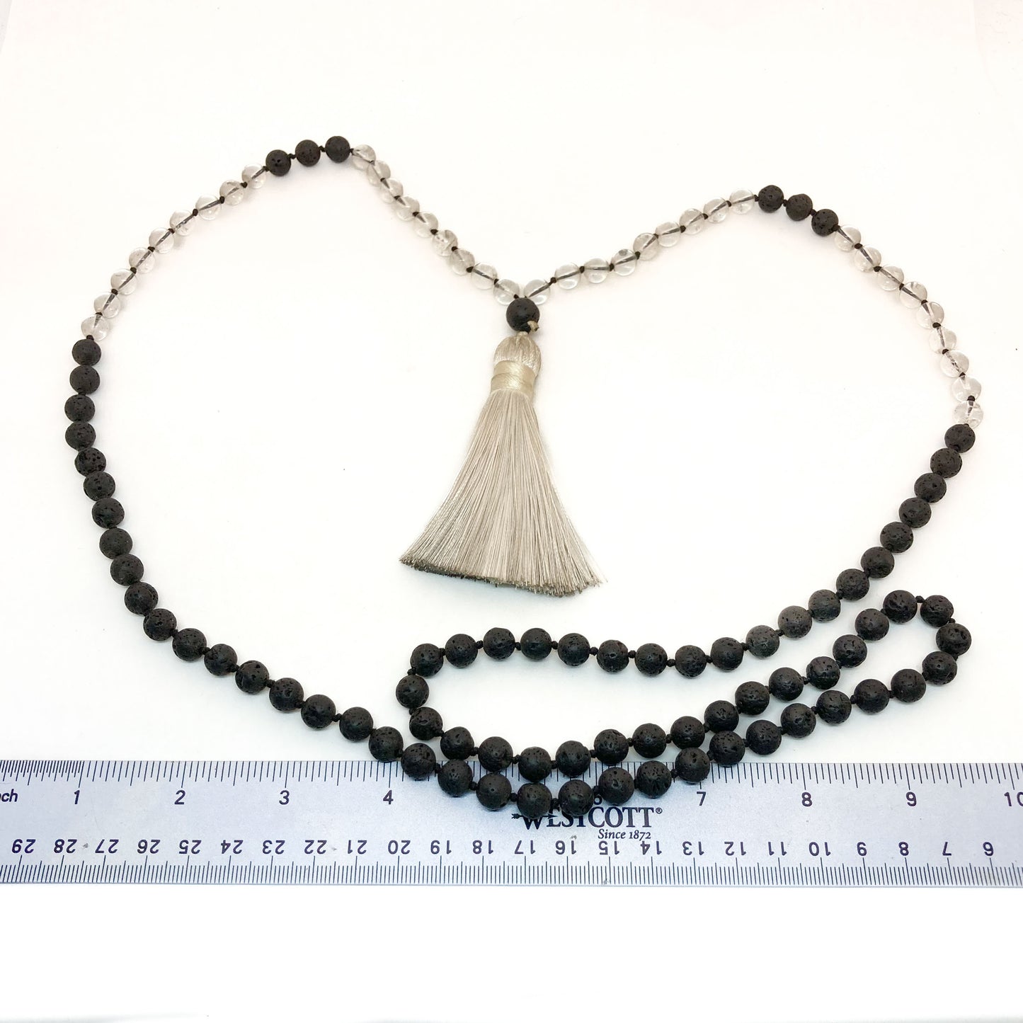 Lava and Clear Quartz Mala