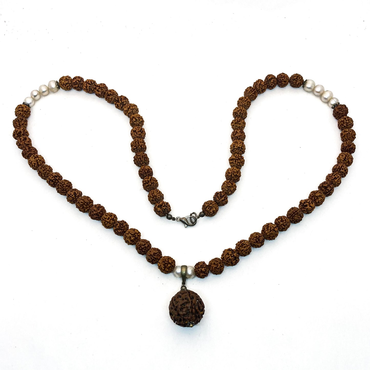 Rudra Seed and Fresh Water Pearl Mala