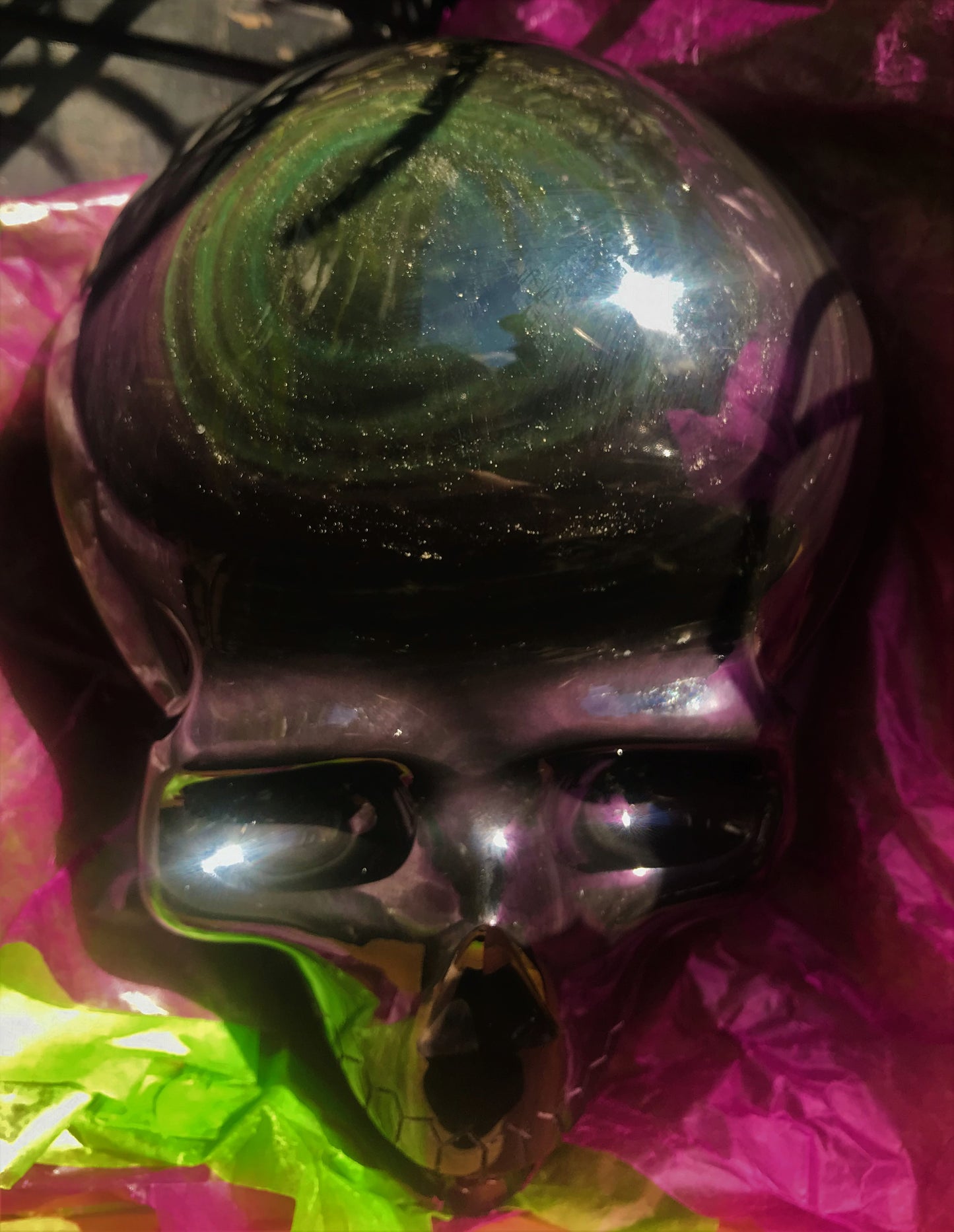Rainbow Obsidian Skull