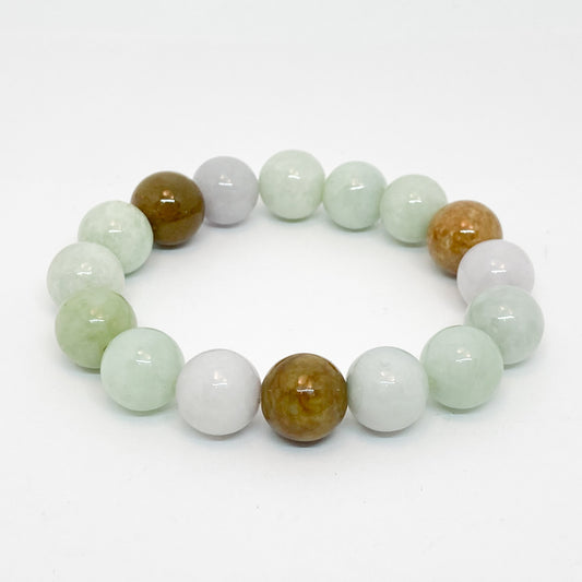 Round Multicolor Chinese Jade Bracelet