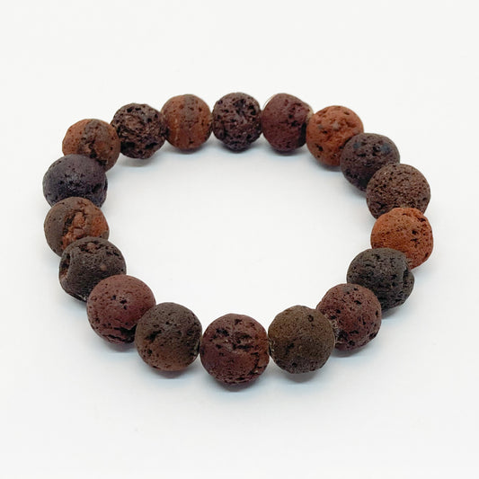 Round Red Lava Bracelet