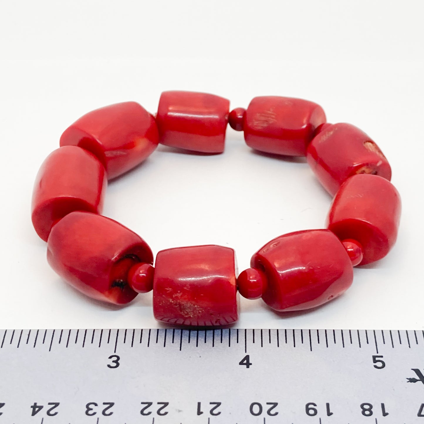 Red Coral Bamboo Canute Bracelet