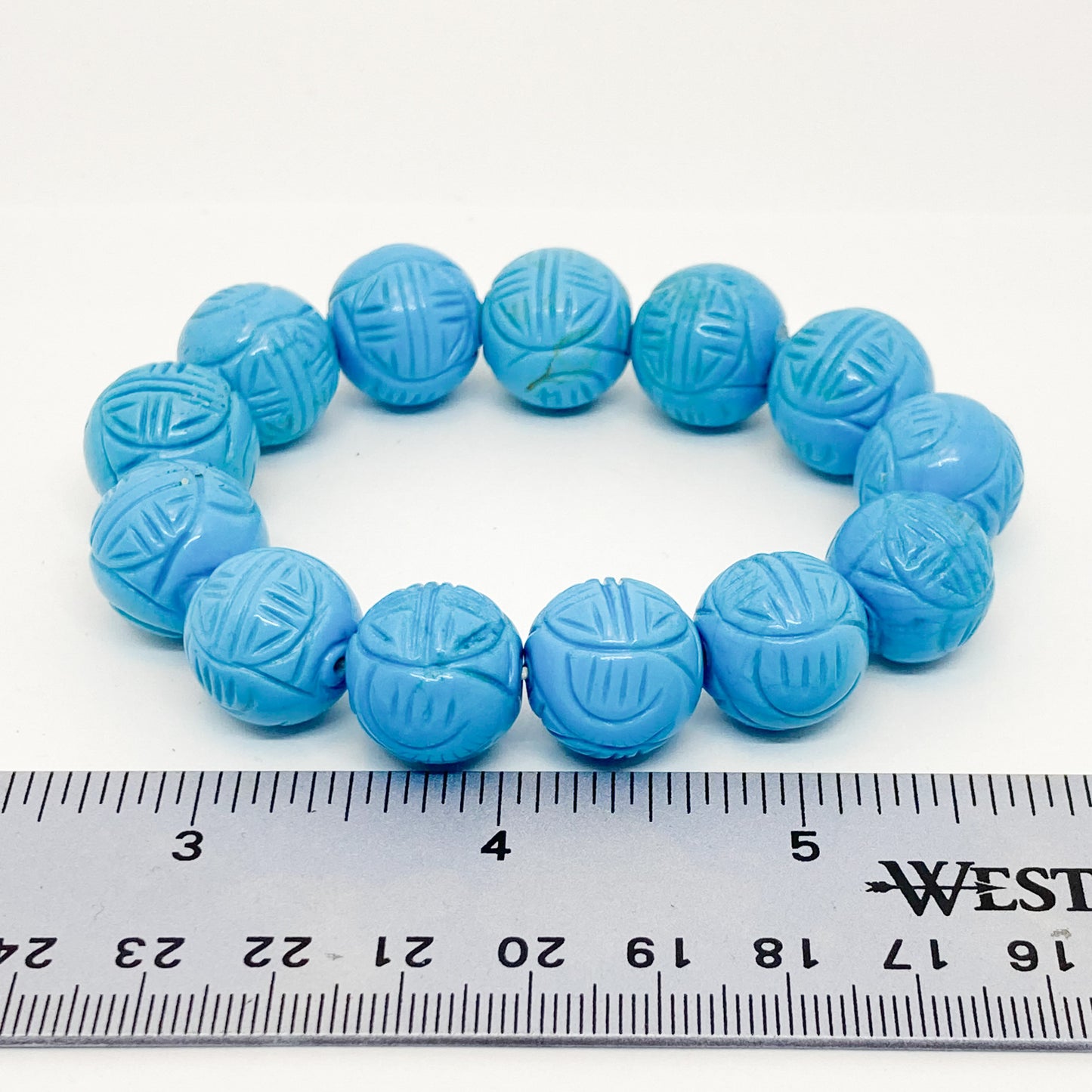 Carved Blue Howlite Bracelet
