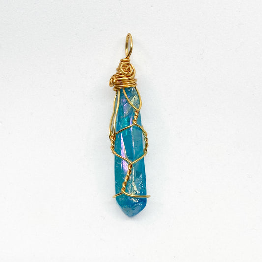 Aqua Aura Quartz Pendant