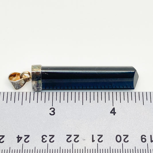 Black Tourmaline Silver Cut Pendant