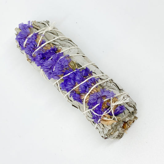 Blue Sonata Flower White Sage Smudge Stick