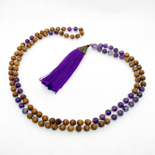 Cedar Wood and Amethyst Mala