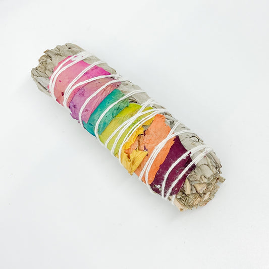 Chakra Rose Petals White Sage Smudge Stick