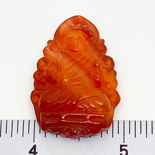 Carved Cornelian Quan Yin Pendant