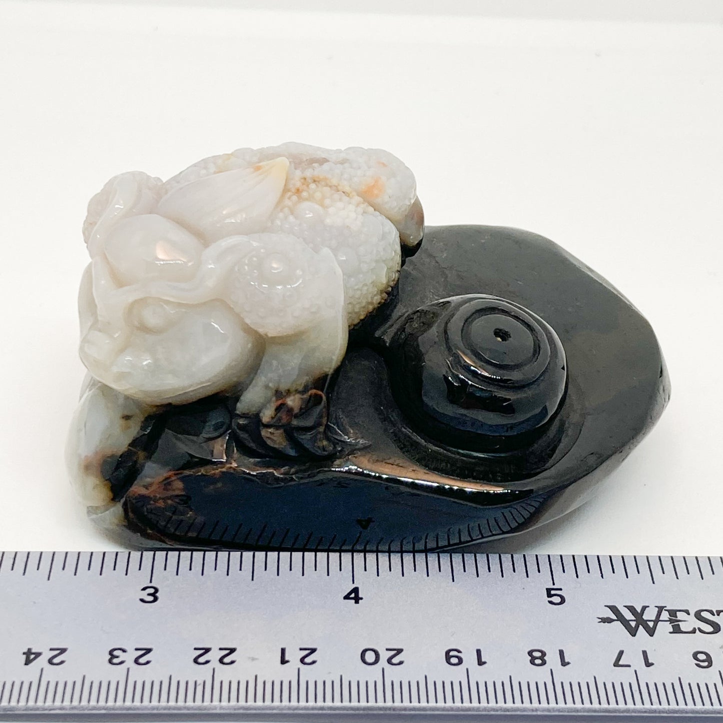 Longevity Carved White Jade Frog