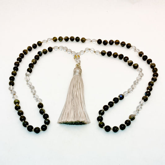 Labradorite and Clear Quartz Mala