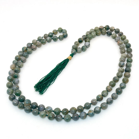 Moss Agate Mala