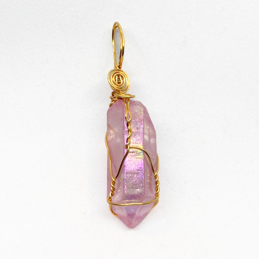 Rose Aura Quartz Pendant