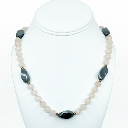 Rose Quartz and Hematite Necklace