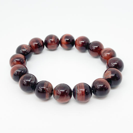Round Red Tiger Eye Bracelet