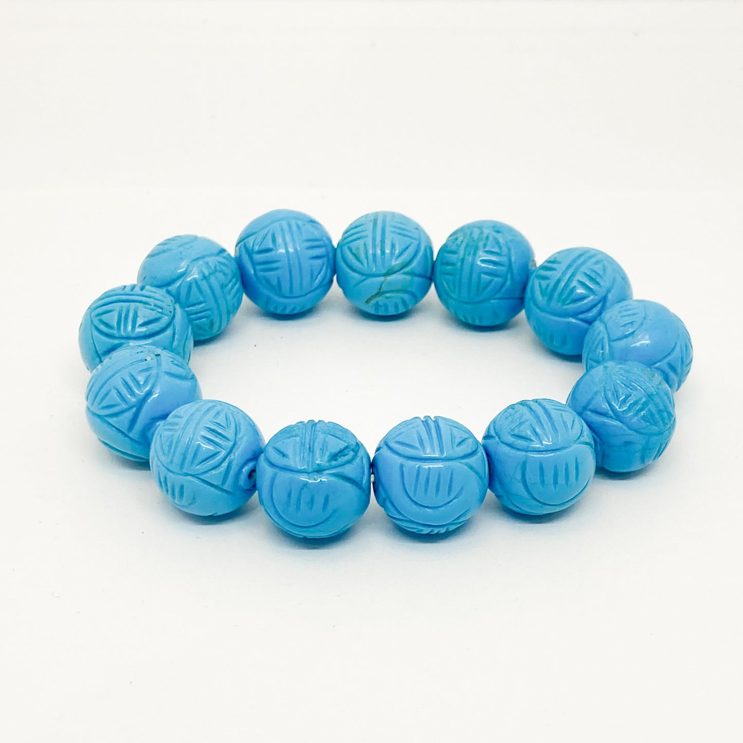 Carved Blue Howlite Bracelet