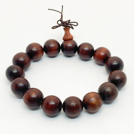 Round Red Lotus Wood Bracelet