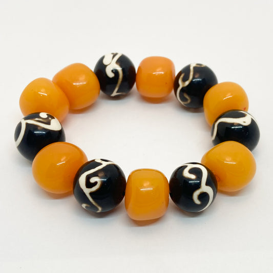 Yellow Copal with Yak Bone Bracelet